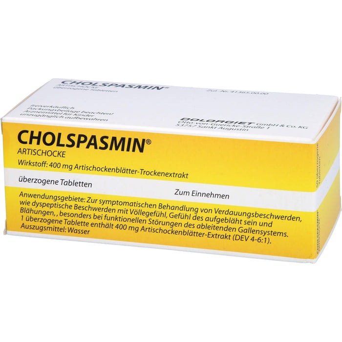 CHOLSPASMIN Artischocke Tabletten, 50 pcs. Tablets