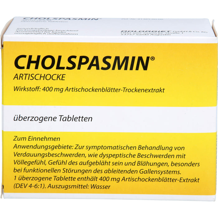 CHOLSPASMIN Artischocke Tabletten, 100 pcs. Tablets