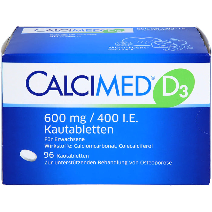 CALCIMED D3 600 mg/ 400 I.E. Kautabletten bei Osteoporose, 96 St. Tabletten