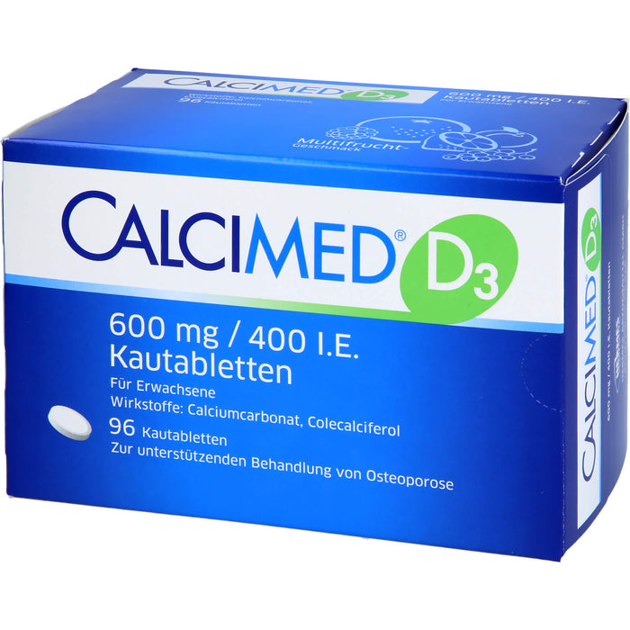 CALCIMED D3 600 mg/ 400 I.E. Kautabletten bei Osteoporose, 96 pc Tablettes