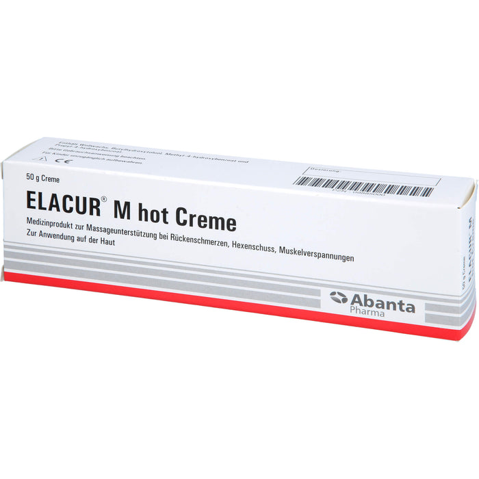 Elacur M Hot Creme bei Rückenschmerzen, Hexenschuss, Muskelverspannungen, 50 g Cream