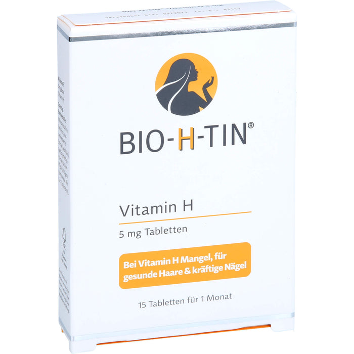 BIO-H-TIN Vitamin H 5 mg Tabletten für gesunde Haare & kräftige Nägel, 15 St. Tabletten