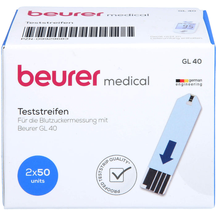 Beurer GL40 Blutzuckerteststreifen, 100 pc Bandelettes réactives