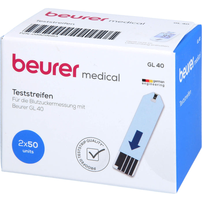 Beurer GL40 Blutzuckerteststreifen, 100 pc Bandelettes réactives