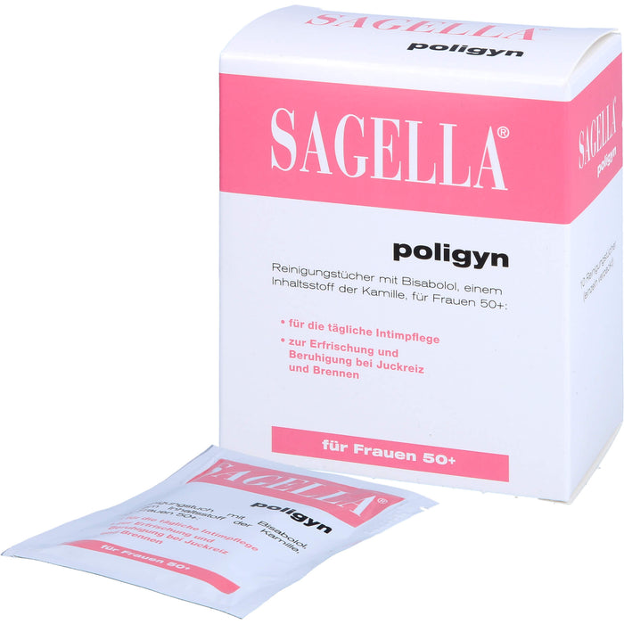 SAGELLA poligyn Intim-Reinigungstücher für Frauen 50+ für die tägliche Intimpflege bei Juckreiz und Brennen, 10 pcs. Cloths