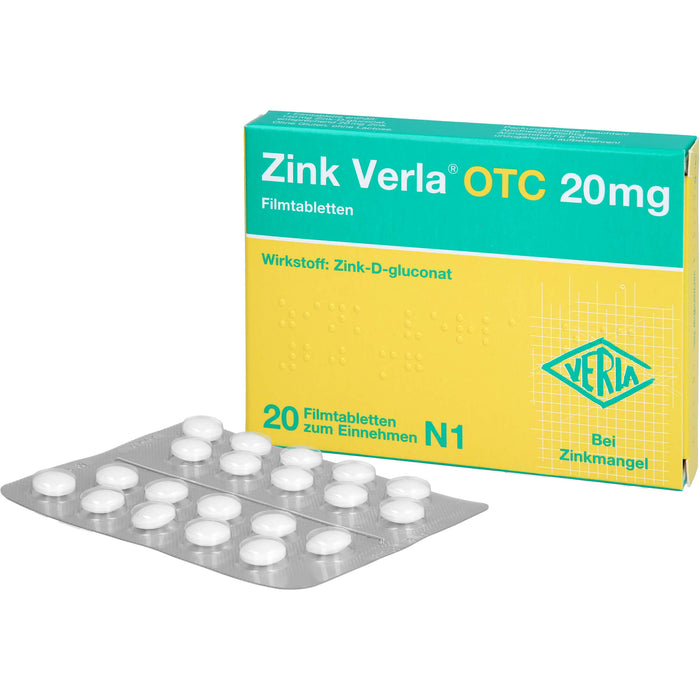 Zink Verla OTC 20 mg Filmtabletten, 20 St. Tabletten