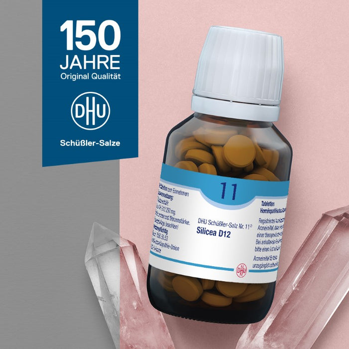 DHU Schüßler-Salz Nr. 11 Silicea D12 – Das Mineralsalz der Haare, der Haut und des Bindegewebes – das Original – umweltfreundlich im Arzneiglas, 420 St. Tabletten