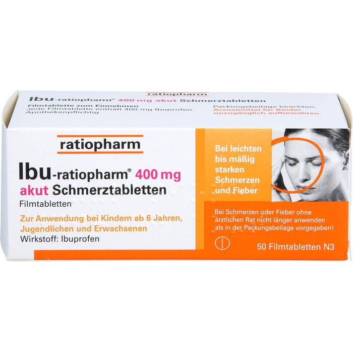 IBU-ratiopharm akut 400 mg Schmerztabletten, 50 St. Tabletten