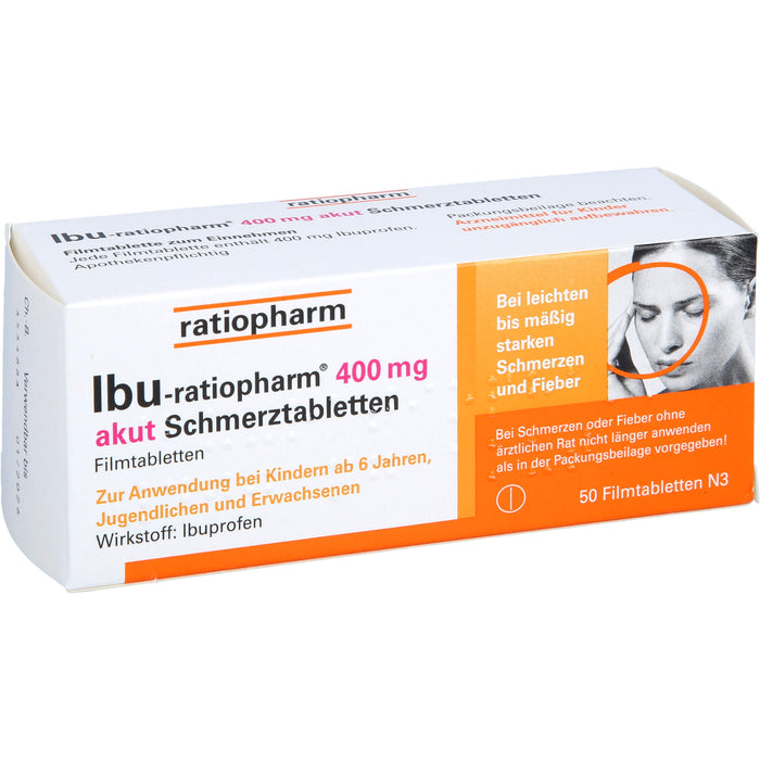 IBU-ratiopharm akut 400 mg Schmerztabletten, 50 St. Tabletten