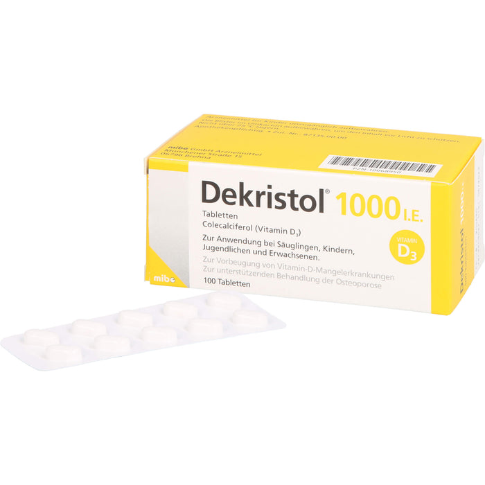 Dekristol 1000 I.E. Tabletten bei Vitamin-D-Mangelerkrankungen und zur unterstützenden Behandlung der Osteoporose, 100 pc Tablettes