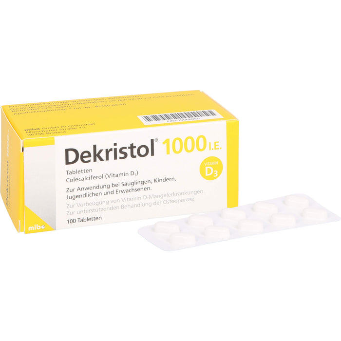 Dekristol 1000 I.E. Tabletten bei Vitamin-D-Mangelerkrankungen und zur unterstützenden Behandlung der Osteoporose, 100 pc Tablettes