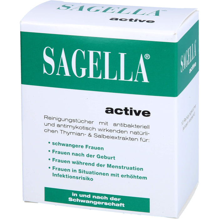 SAGELLA active Reinigungstücher in und nach der Schwangerschaft, 10 pc Tissus