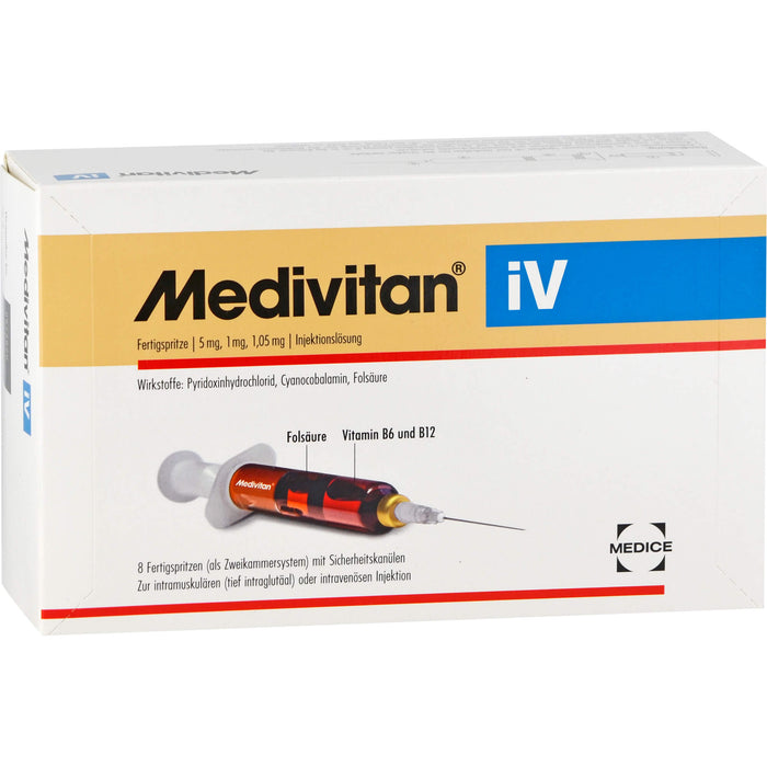 Medivitan iV Fertigspritze Injektionslösung bei Mängeln an Vitamin B6, B12 und Folsäure, 8 pcs. Solution