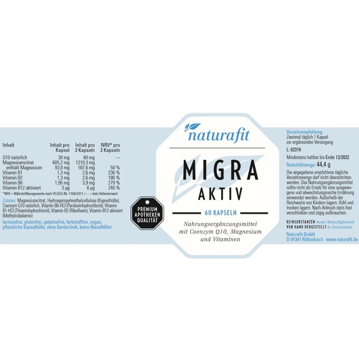 naturafit Migra Aktiv Kapseln, 60 pc Capsules