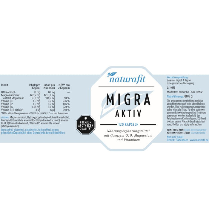 naturafit Migra Aktiv Kapseln, 120 pcs. Capsules