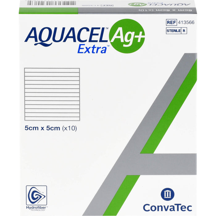 AQUACEL Ag+ extra 5 cm x 5 cm Kompressen, 10 pcs. Compresses