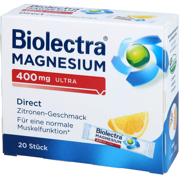 Biolectra Magnesium 400 mg ultra direct Zitronengeschmack, 20 pcs. Sachets