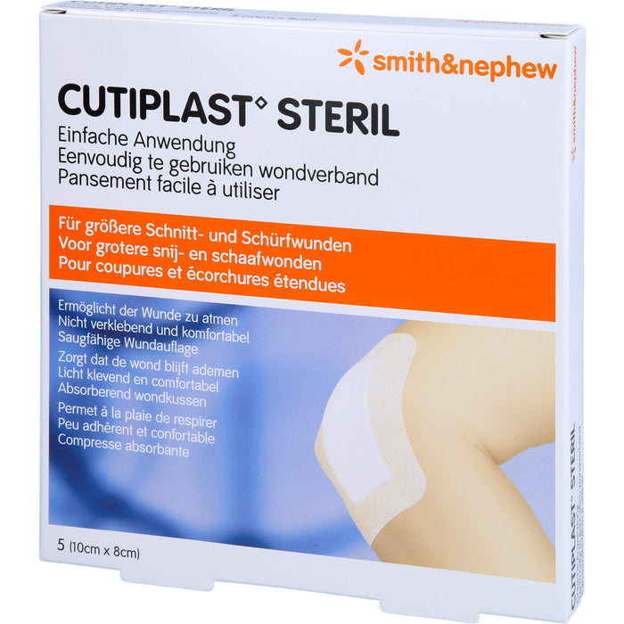 CUTIPLAST Steril Wundverband 10 cm x 8 cm Reimport ACA Müller, 5 St. Wundauflagen