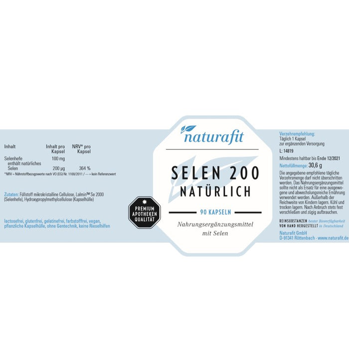 naturafit Selen 200 natürlich Kapseln, 90 pcs. Capsules