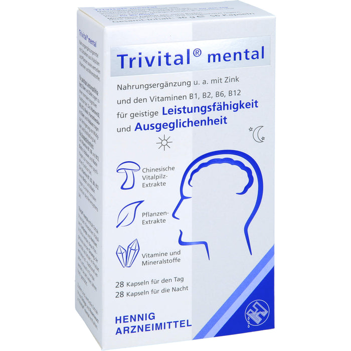 Trivital mental Kapseln für geistige Leistungsfähigkeit und Ausgeglichenheit, 56 pcs. Capsules