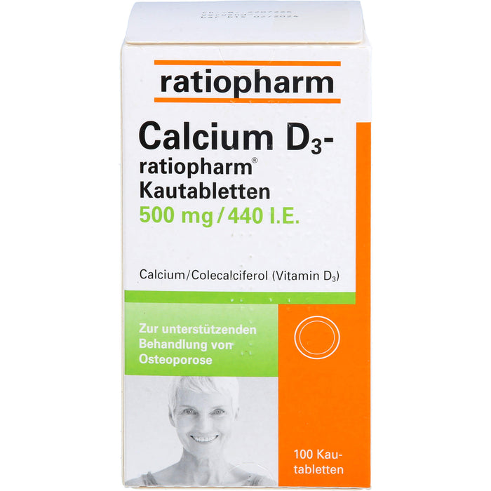 Calcium D3-ratiopharm Kautabletten 500 mg/440 I.E., 100 St. Tabletten