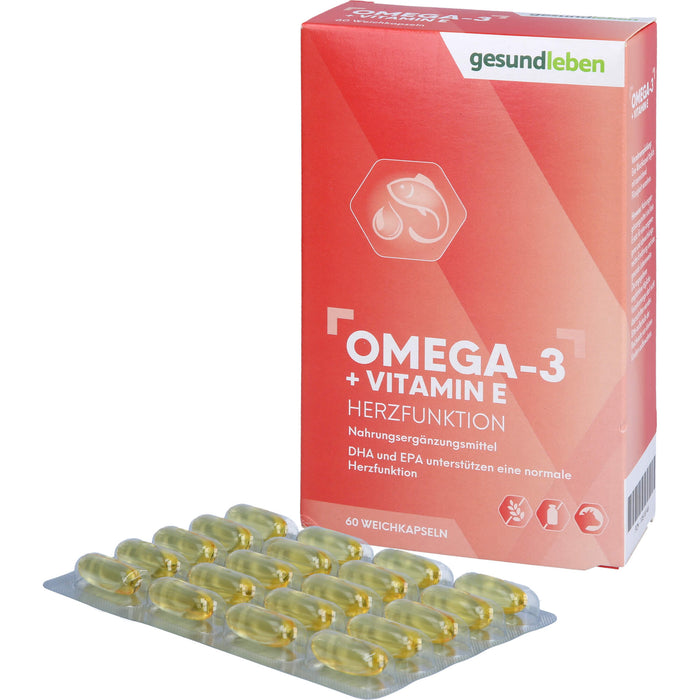 gesund leben Omega-3 Kapseln + Vitamin E, 60 St KAP