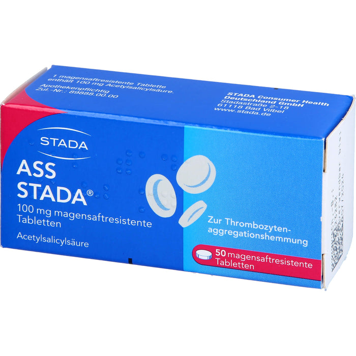 ASS STADA 100 mg magensaftresistente Tabletten zur Thrombozytenaggregationshemmung, 50 pc Tablettes