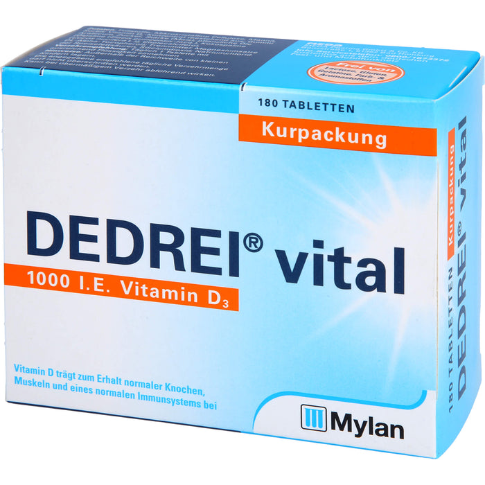 DEDREI vital 1.000 I.E. Vitamin D3 Tabletten Kurpackung, 180 pc Tablettes