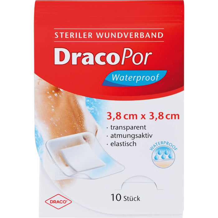 DRACOPOR waterproof Wundverband steril 3,8x3,8cm, 10 pcs. Patch