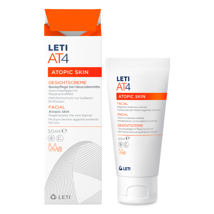 LETI AT4 Gesichtscreme - Gesichtspflege mit Reparatureffekt bei trockener oder zu Neurodermitis neigender Haut, 50 ml Cream