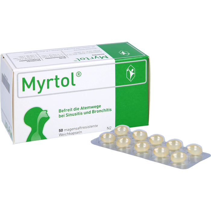 Myrtol Weichkapseln befreit die Atemwege bei Sinusitis und Bronchitis, 50 pc Capsules