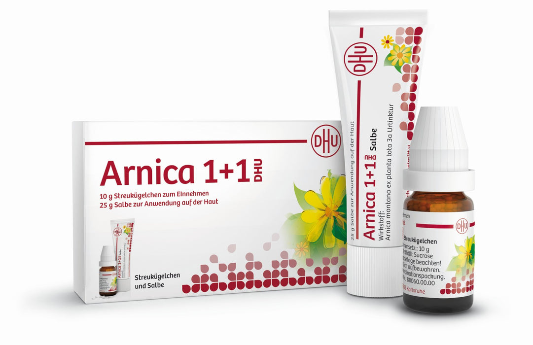 DHU Arnica 1 + 1 Set, 10 g Streukügelchen und 25 g Salbe, 1 pc Paquet combiné