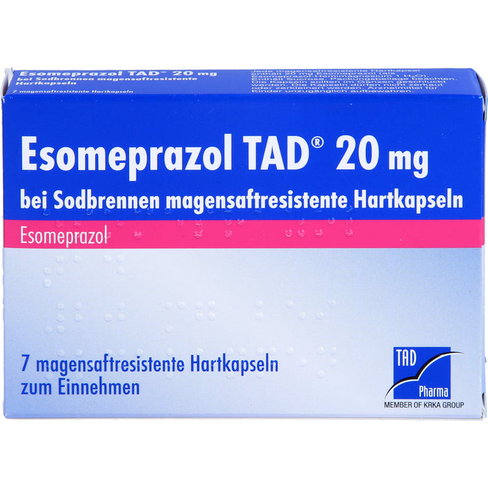 Esomeprazol TAD 20 mg Hartkapseln bei Sodbrennen, 7 pc Capsules