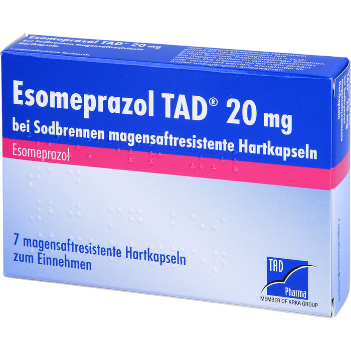 Esomeprazol TAD 20 mg Hartkapseln bei Sodbrennen, 7 pcs. Capsules