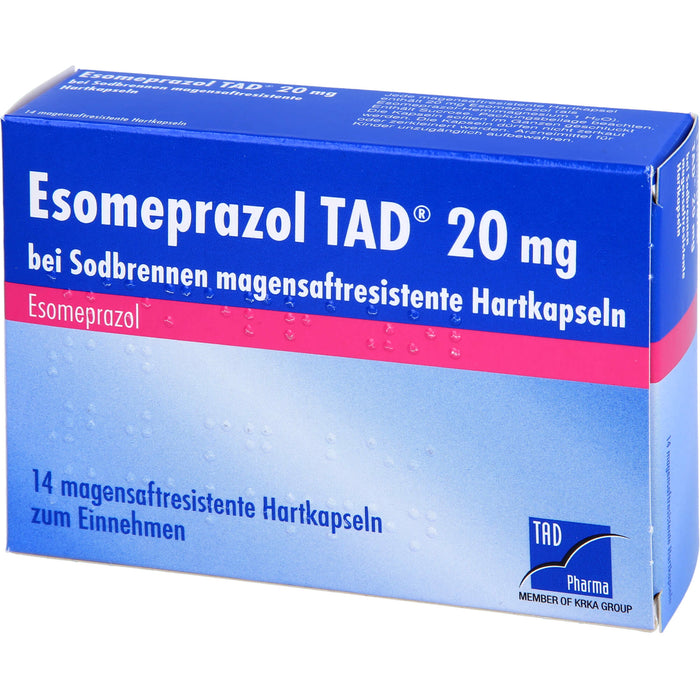 Esomeprazol TAD 20 mg bei Sodbrennen magensaftresistente Hartkapseln, 14 pc Capsules