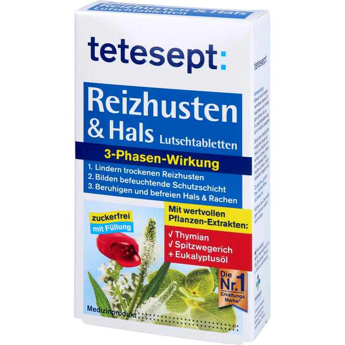 tetesept Reizhusten & Hals Lutschtabletten bei erkältungstypischen Beschwerden wie Husten, Heiserkeit und leichten Halsschmerzen, 20 St. Tabletten