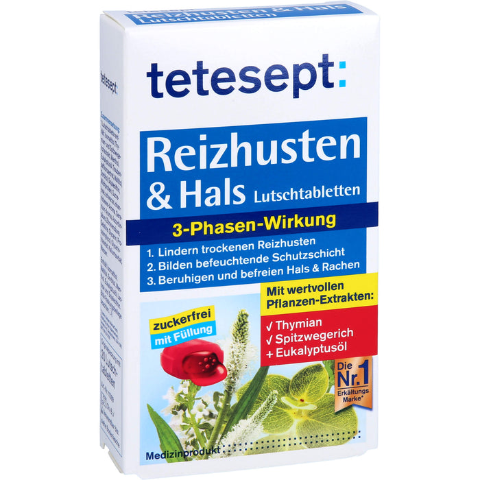 tetesept Reizhusten & Hals Lutschtabletten bei erkältungstypischen Beschwerden wie Husten, Heiserkeit und leichten Halsschmerzen, 20 pcs. Tablets