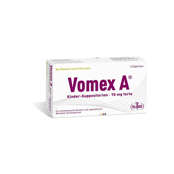 Vomex A Kinder-Suppositorien 70 mg forte, 5 St. Zäpfchen