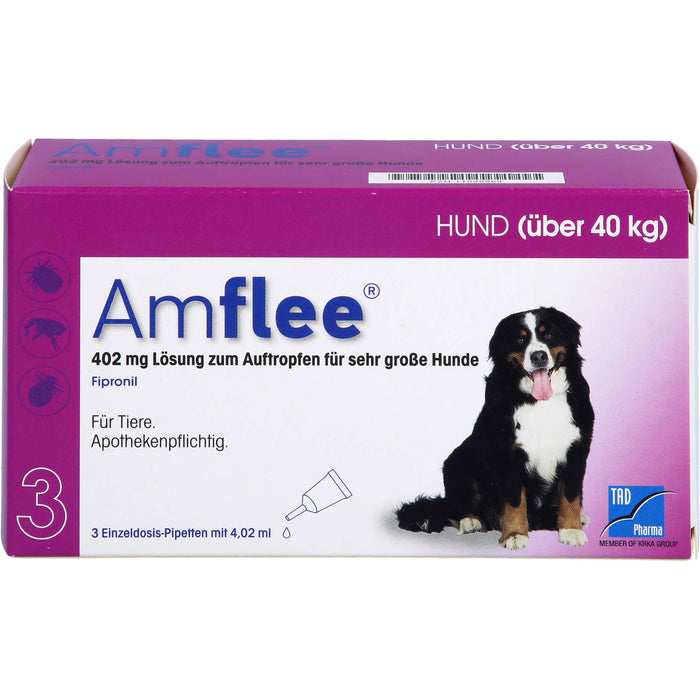 Amflee 402 mg Lösung zum Auftropfen für Hunde über 40 kg, 3 pc Ampoules