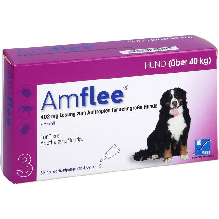 Amflee 402 mg Lösung zum Auftropfen für Hunde über 40 kg, 3 pcs. Ampoules