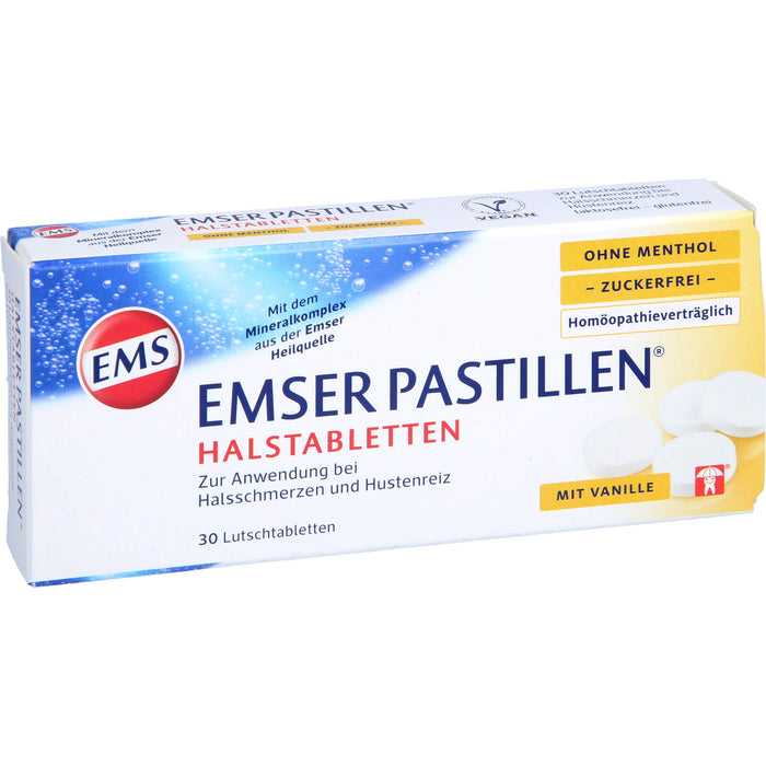 EMSER Pastillen Halstabletten ohne Menthol zuckerfrei, 30 St. Tabletten