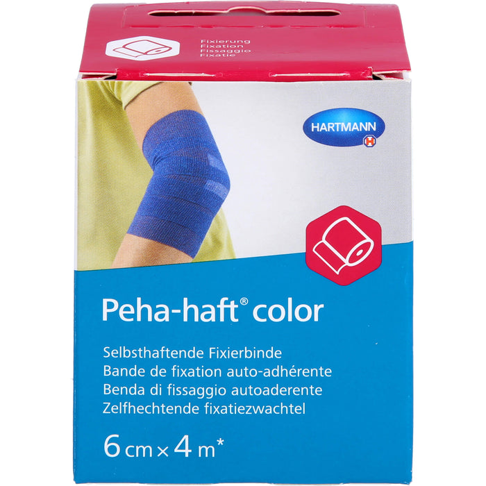 Peha-haft Color Fixierbinde latexfrei 6cmx4m blau, 1 pc Bandage