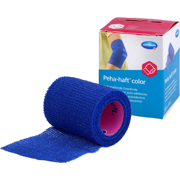 Peha-haft Color Fixierbinde latexfrei 6cmx4m blau, 1 pcs. Bandage