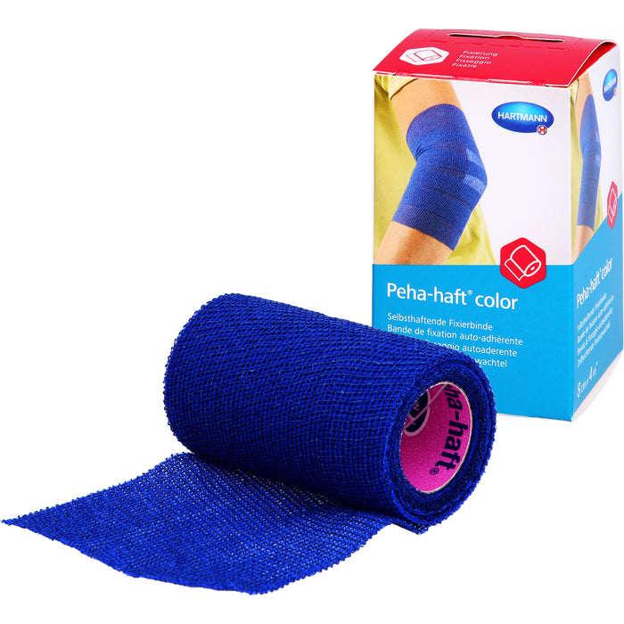 Peha-haft Color Fixierbinde latexfrei 8cmx4m blau, 1 St BIN