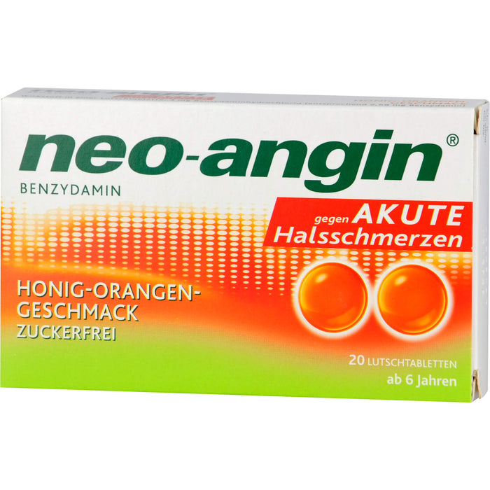 neo-angin Benzydamin Honig-Orangen-Geschmack Lutschtabletten, 20 pcs. Tablets