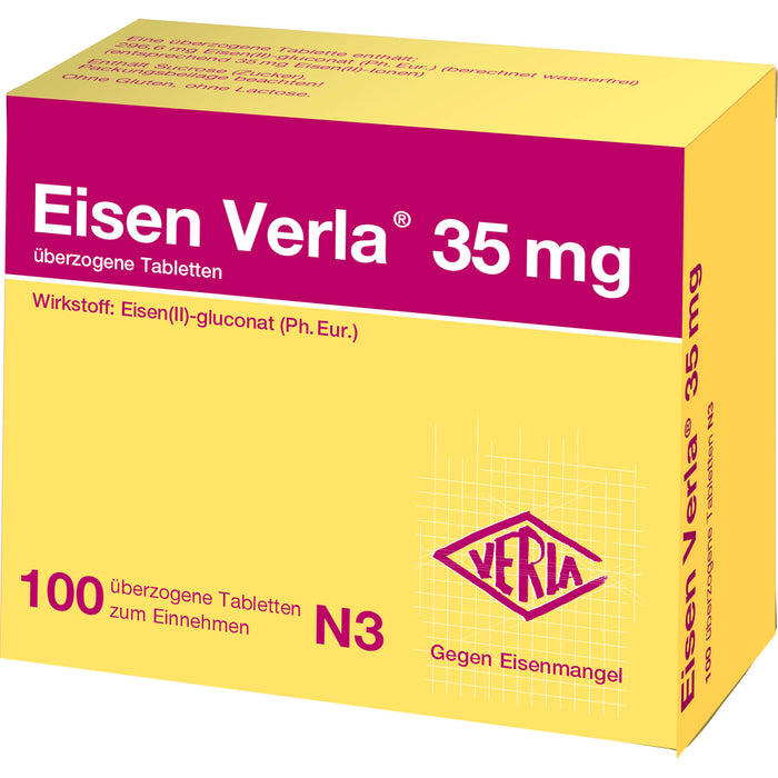 Eisen Verla 35 mg Tabletten gegen Eisenmangel, 100 pc Tablettes