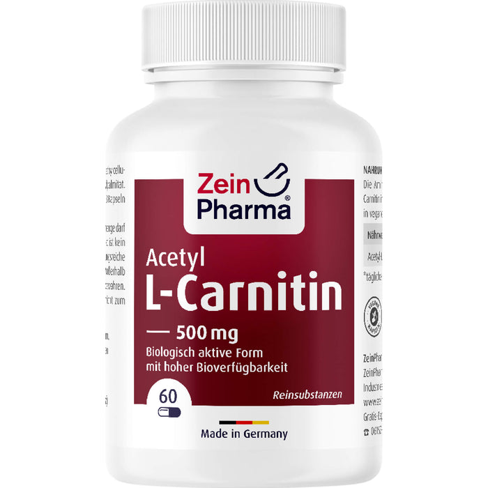 ZeinPharma Acetyl-L-Carnitin 500 mg Kapseln, 60 pc Capsules