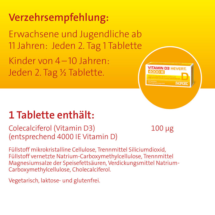 Vitamin D3 HEVERT 4000 IE Tabletten, 90 St. Tabletten