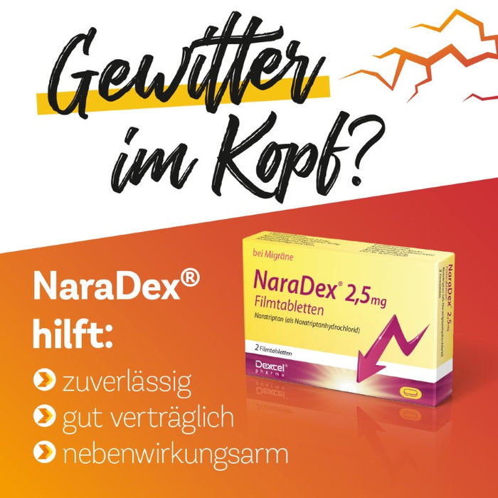 NaraDex 2,5 mg Tabletten gegen Migräne, 2 pcs. Tablets