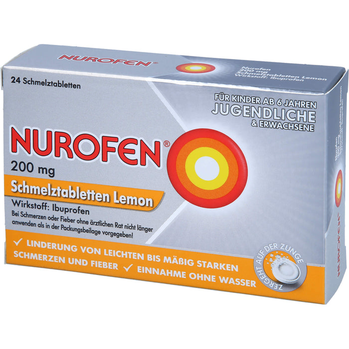 Nurofen Schmelztabletten Lemon bei Kopfschmerzen ab 6 Jahren 200mg, 24 pc Tablettes